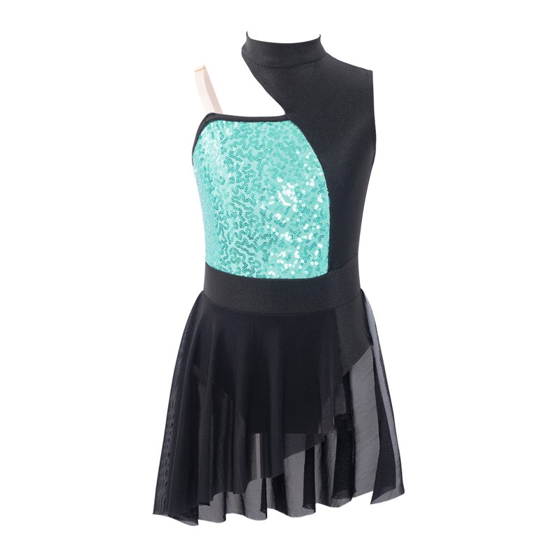 vastwit Kids Girls Lyrical Dance Dress Latin Jazz Modern Dance Costume Contemporary Dancewear Ballet Light Green 10