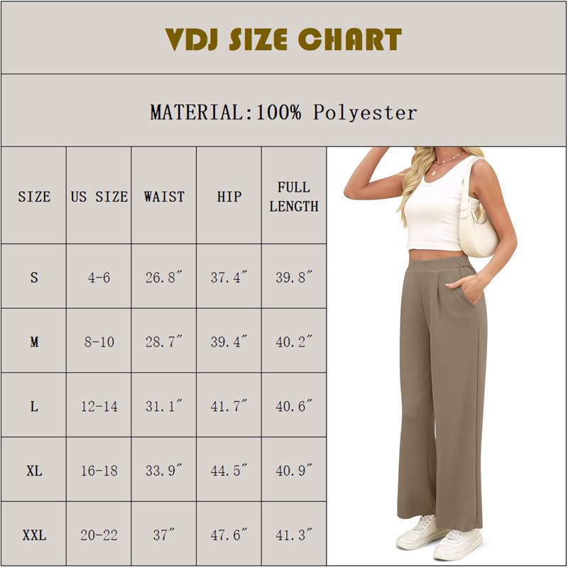 VDJ Wide Leg Pants For Women High Waist Yoga Pants Pull On Flare Trousers Casual Joggers For Women With Pockets Size XL