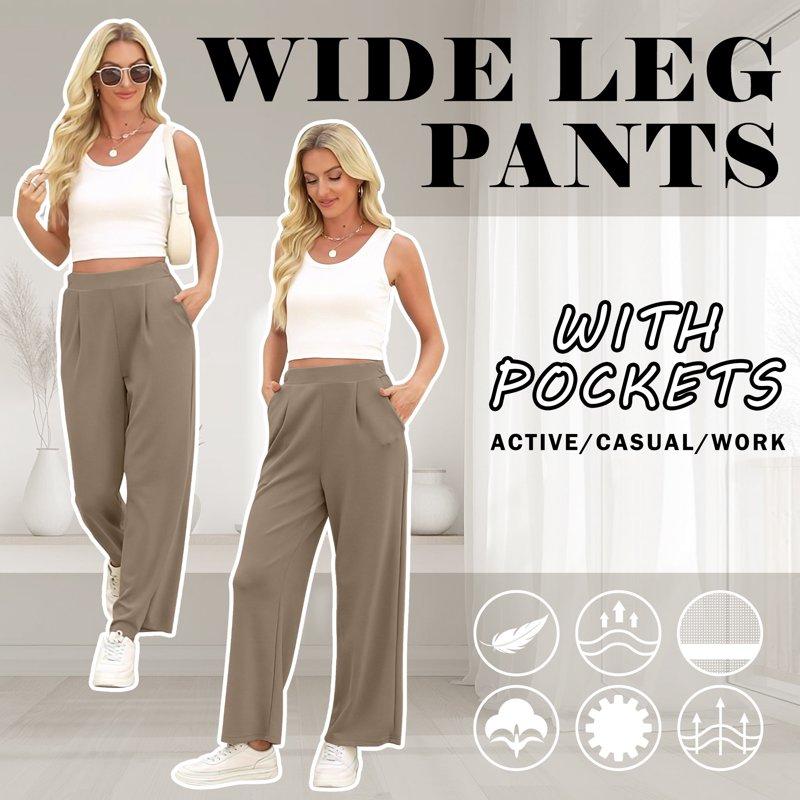 VDJ Wide Leg Pants For Women High Waist Yoga Pants Pull On Flare Trousers Casual Joggers For Women With Pockets Size XL