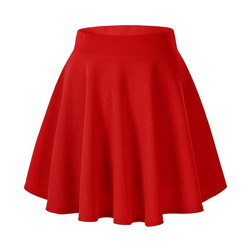 vigerkar Women's Basic Versatile Stretchy Flared Casual Mini Skater Skirt Red XXL