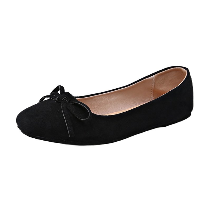 Viluyesy Women's Ballet Flats Comfortable String Bow Round Toe New Style Casual Dressy Office Shoes Black 5.5
