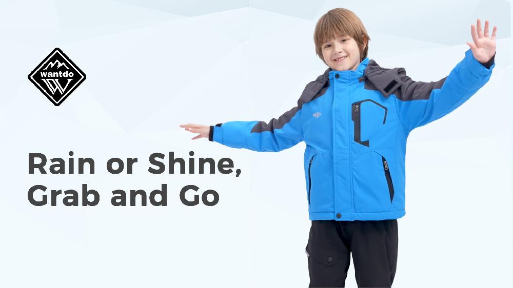 Wantdo Boy's Ski Jacket Waterproof Ski Coats Snow Jacket With Detachable Hood Red 10/12