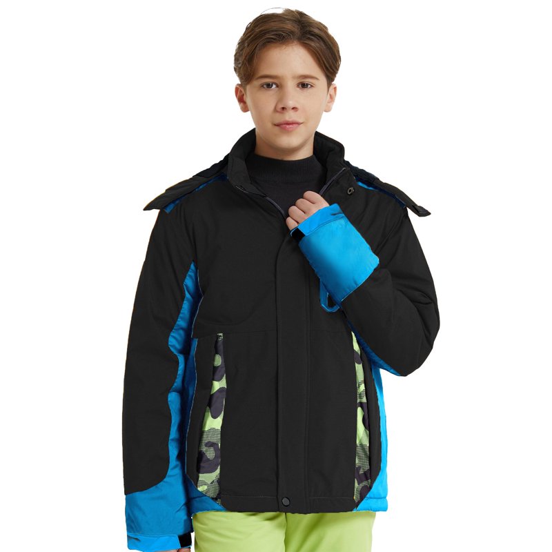 Wantdo Kid Boy's Winter Snow Coat Kid's Ski Jacket With Removable Hood Black Size 8