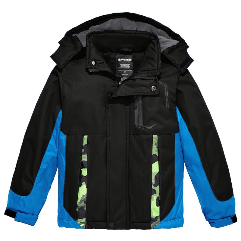 Wantdo Kid Boy's Winter Snow Coat Kid's Ski Jacket with Removable Hood Black Size 8