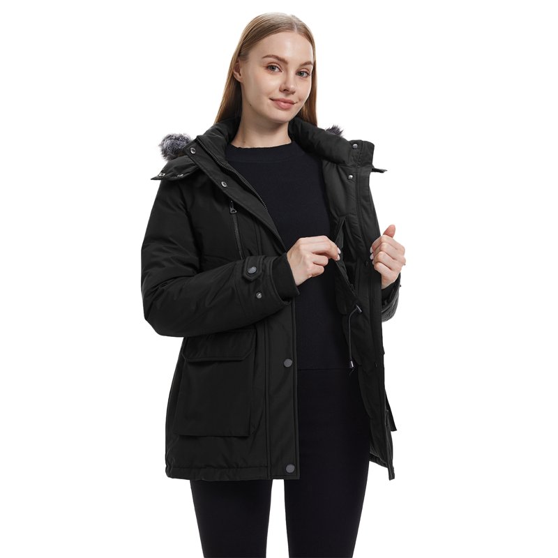 Wantdo Women's Recycled Puffy Coat Recycled Winter Padded Jacket Waterproof Winter Snow Puffer Coat Black XL