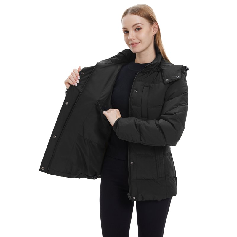 Wantdo Women's Recycled Winter Coats Hooded Puffer Jacket Insulated Warm Winter Jacket Black M