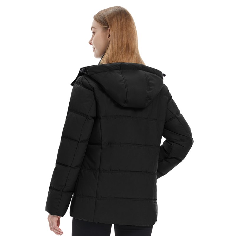 Wantdo Women's Recycled Winter Coats Hooded Puffer Jacket Insulated Warm Winter Jacket Black M