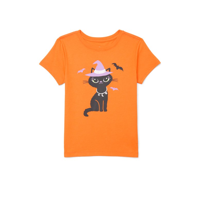 Way to Celebrate Girls Halloween Graphic T-Shirt Sizes 4-18