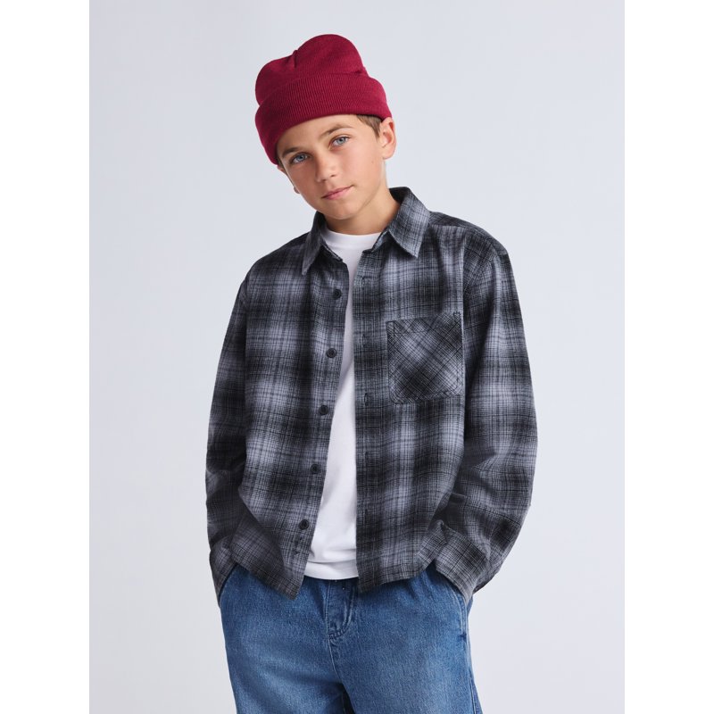 Weekend Academy Boys Flannel Long Sleeve Shirt Sizes 4-18
