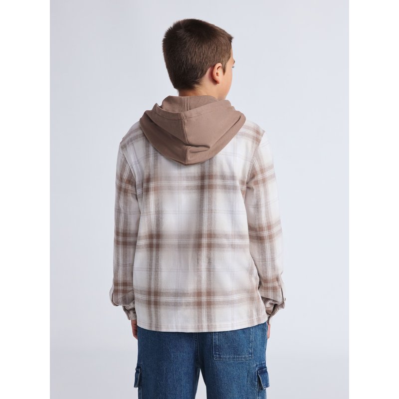 Weekend Academy Boys Hooded Flannel Shacket Sizes 4-18