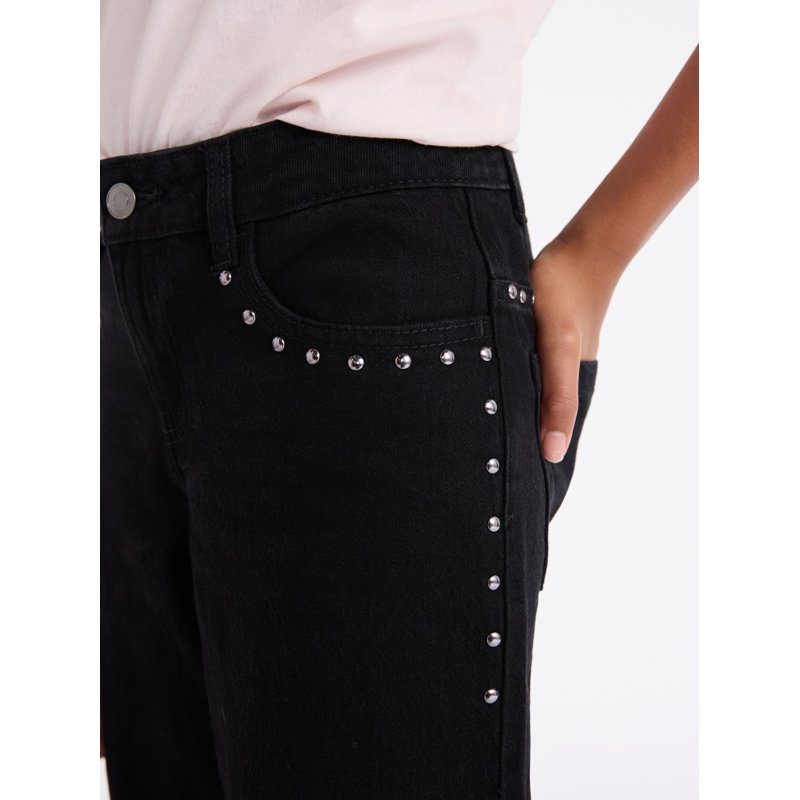Weekend Academy Girls Baggy Straight Studded Denim Jeans Sizes 4-18