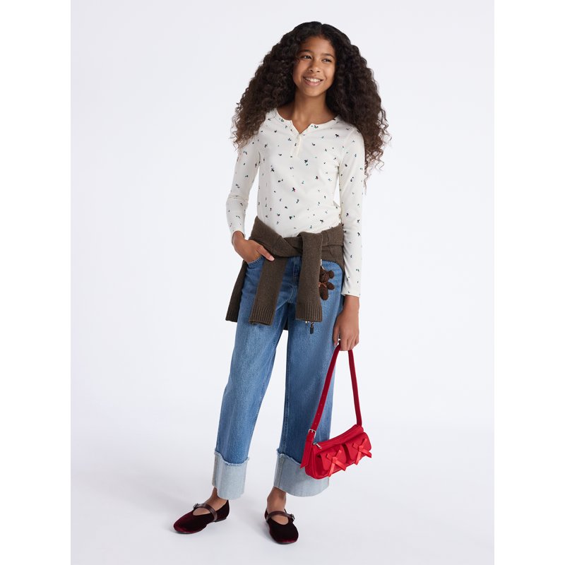 Weekend Academy Girls Henley Tee With Long Sleeves Sizes 4-18