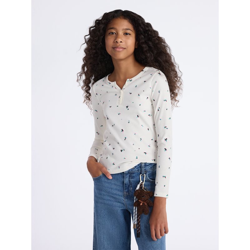 Weekend Academy Girls Henley Tee with Long Sleeves Sizes 4-18