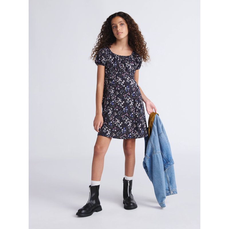 Weekend Academy Girls Short Puff Sleeve Babydoll Dress Sizes 4-18