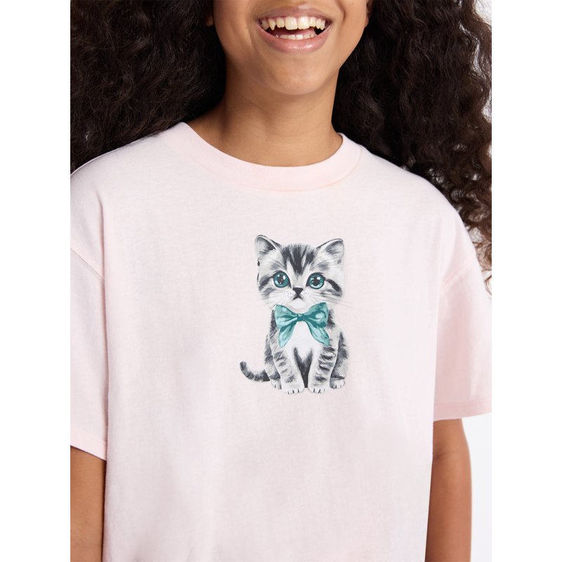 Weekend Academy Girls Short Sleeve Boxy Graphic T-Shirt Sizes 4-18