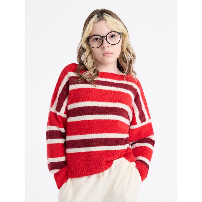 Weekend Academy Girls Striped Sweater with Long Sleeves Sizes 4-18
