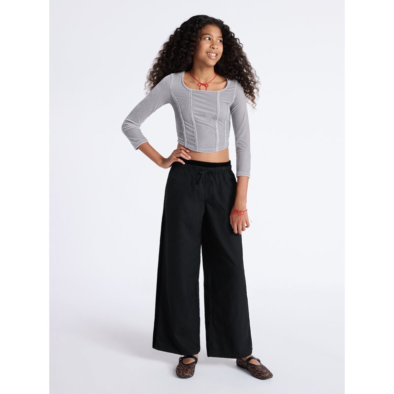 Weekend Academy Girls Velvet Corset Top With Long Sleeves Sizes 4-18