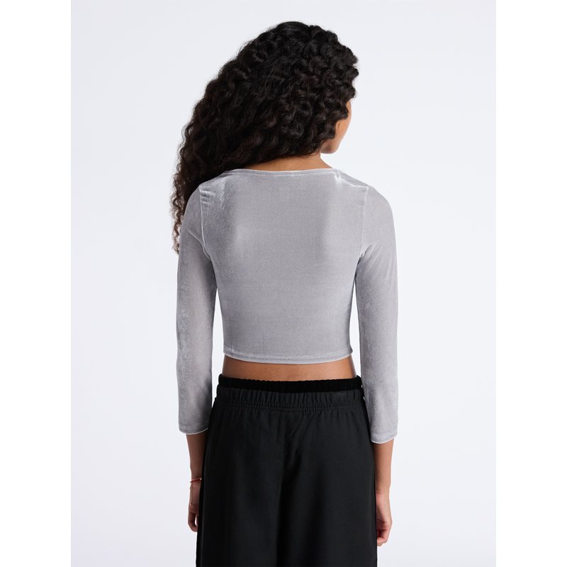 Weekend Academy Girls Velvet Corset Top With Long Sleeves Sizes 4-18