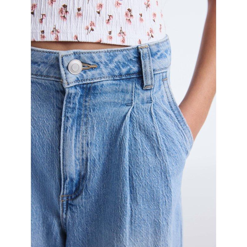 Weekend Academy Girls Wide Leg Pleated Denim Jeans Sizes 5-18