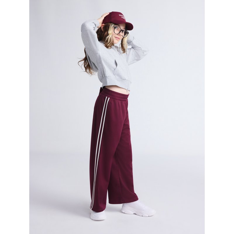 Weekend Academy Girls Wide Leg Track Pants With Side Stripes Sizes 4-18