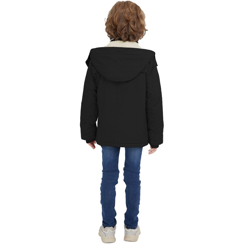 WenVen Big Boy's Parka Jacket Warm Windproof Coat Hooded Insulated Fleece Lined Jacket Black 8