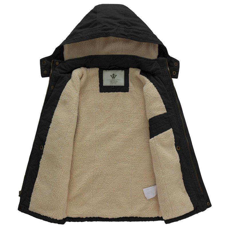 WenVen Big Boy's Parka Jacket Warm Windproof Coat Hooded Insulated Fleece Lined Jacket Black 8