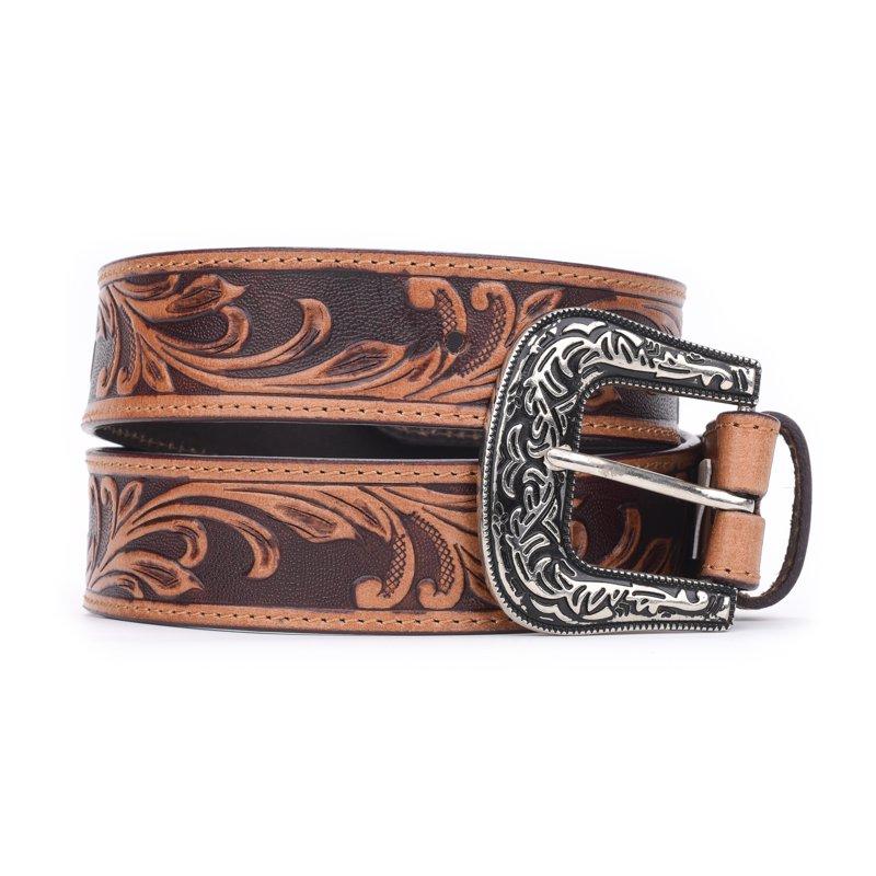 Western Leather Belt Strap Without Buckle – Hand-Tooled Full-Grain Leather Cowboy Men's & Women’s Casual Belt-Plus Sizes Available