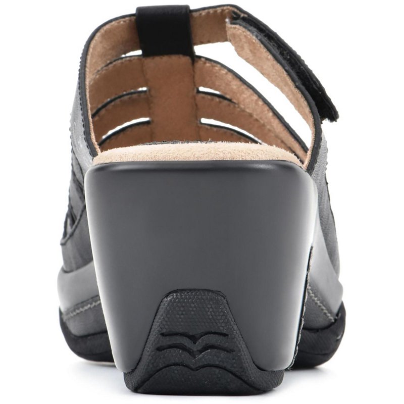 White Mountain Womens Valencia Faux Leather Peep-Toe Wedge Sandals