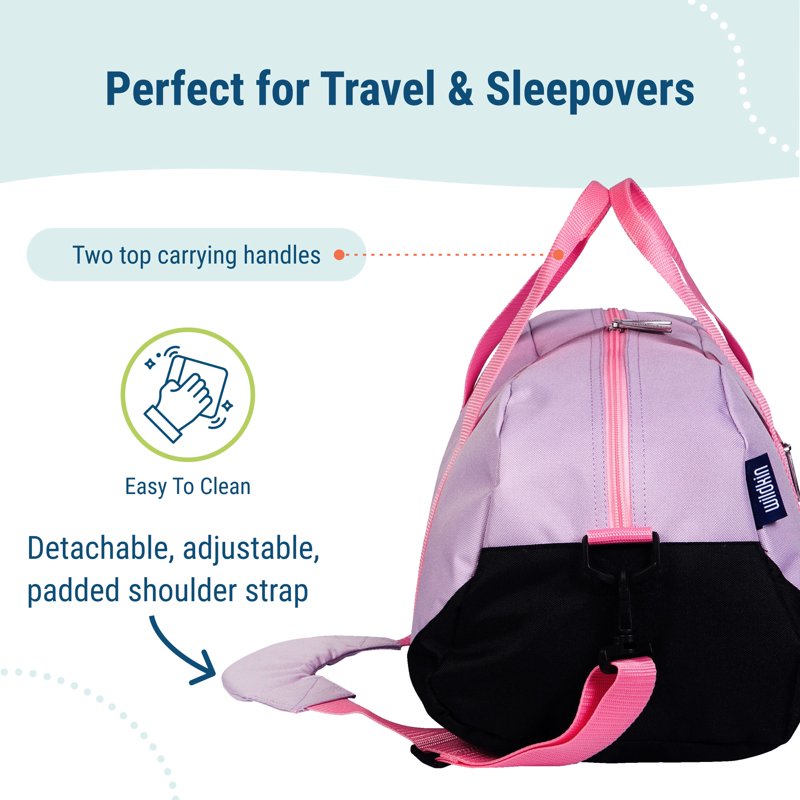 Wildkin Kids Overnighter Duffel Bag For Boys & Girls Features Two Carrying Handles And Removable Padded Shoulder Strap BPA & Phthalate Free (Lilac)