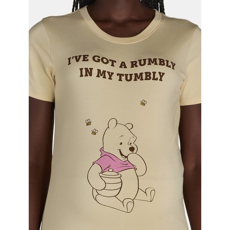 Winnie The Pooh Women’s Maternity Graphic Tee With Short Sleeves Sizes XS-2X