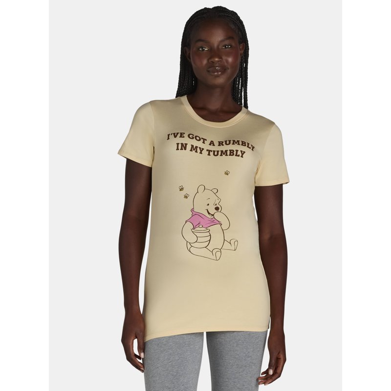 Winnie the Pooh Women’s Maternity Graphic Tee with Short Sleeves Sizes XS-2X