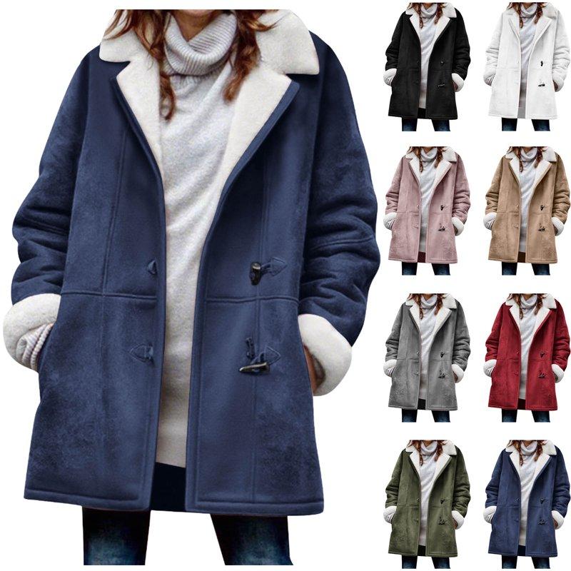 Winter Long Coats for Women Warm Lapels Quilted Jackets For Women Long Sleeve Floral Soild Puffer Jacket Coats With Pockets