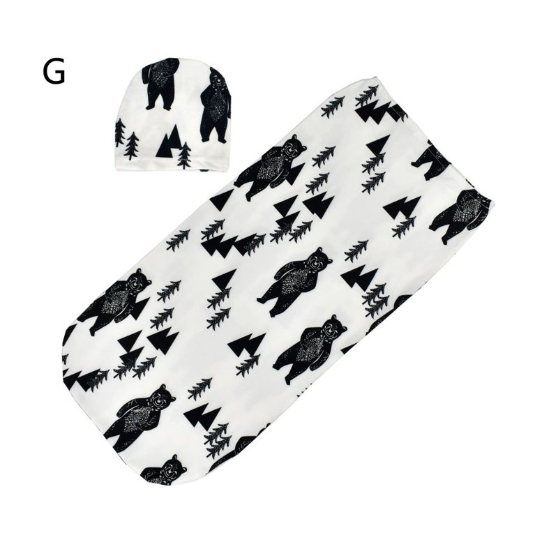 Wioihee Newborn Baby Sack Swaddle Sleeping Swaddle Muslin Wrap Hat Set
