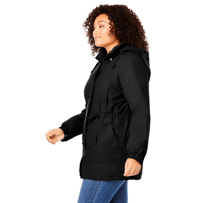 Woman Within Plus Size Fleece-Lined Taslon Anorak