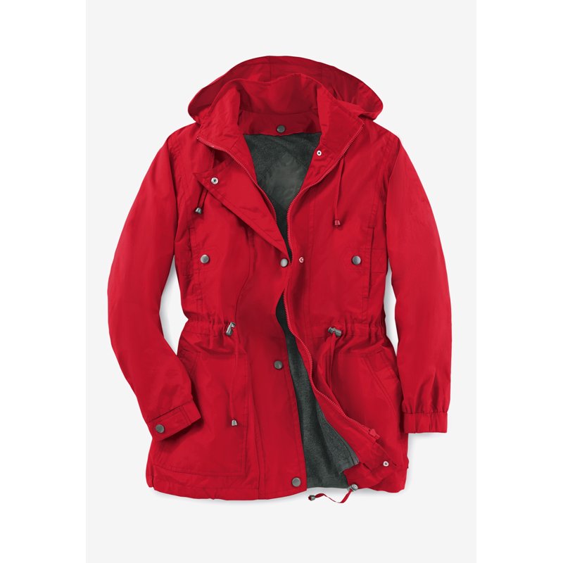 Woman Within Plus Size Fleece-Lined Taslon Anorak