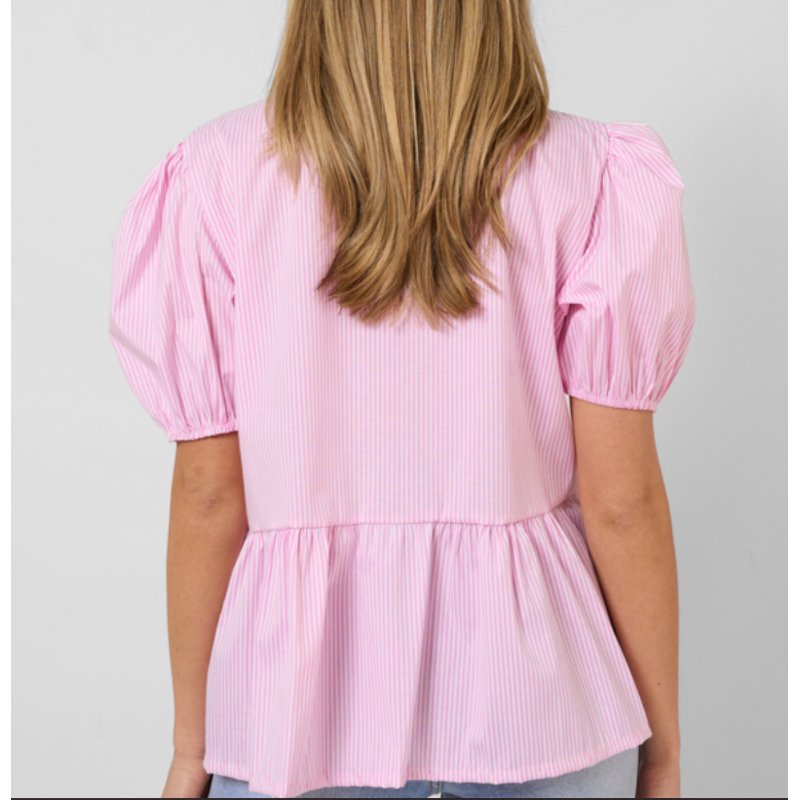 Women Bow Tie Front Shirt Top Cute Puff Sleeve Y2K Peplum Ruffle Babydoll Blouse Lace Up Summer Going Out