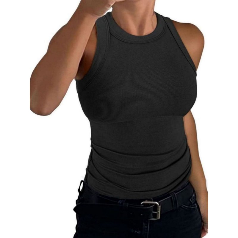 Women's Crewneck Racerback Ribbed Tank Tops Summer Basic High Neck Sleeveless Slim Fit Crop Tops Women's Crewneck Racerback Ribbed Tank Tops Summer Basic High Neck Sleeveless Slim Fit Crop Tops