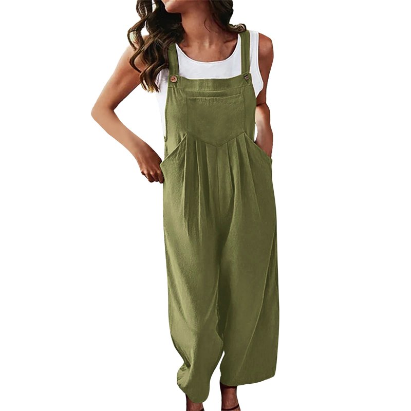 Women's Jumpsuits Rompers & Overalls Casual Romper Strap Solid Button Long Overall Jumpsuit For Women With Pocket