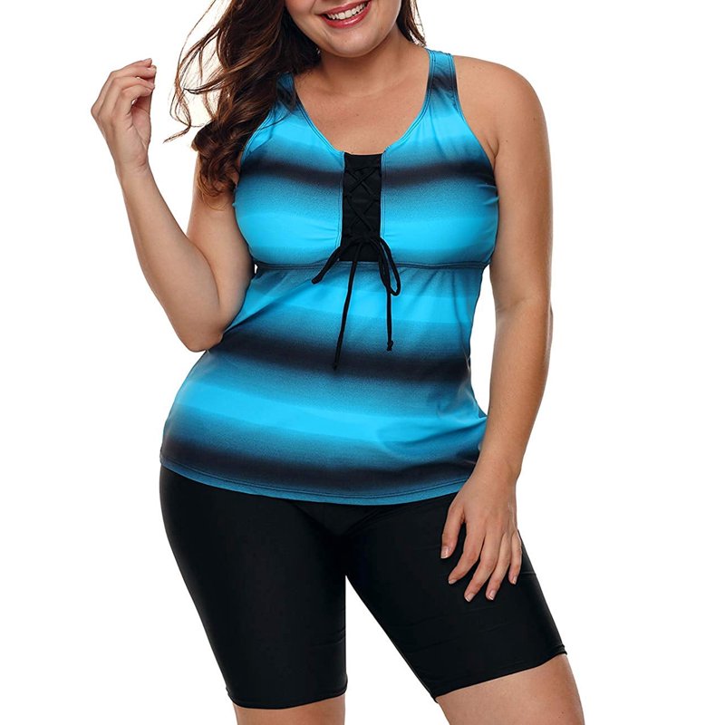 Women's Plus Size Rash Guard Capris Tankini Athletic Swimwear