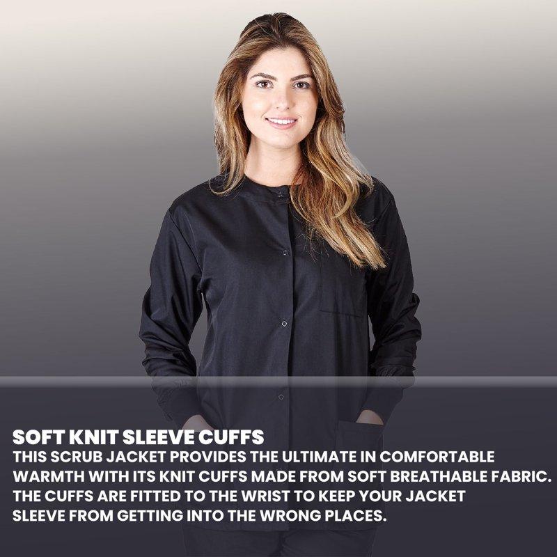 Women's Warm Up Medical Scrub Jacket (Black X-Small)