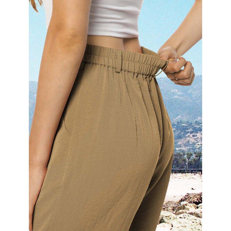 Womens Casual Wide Leg Pants Plus Size High Waisted Button Down Straight Long Trousers Dresse Pants With Pockets 3XL