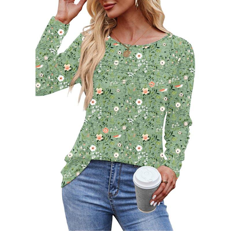 Womens Fall Long Sleeve Tunic Tops Basic Pullover Dressy Casual Shirts Fashion Pleated Business Blouses