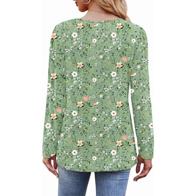 Womens Fall Long Sleeve Tunic Tops Basic Pullover Dressy Casual Shirts Fashion Pleated Business Blouses