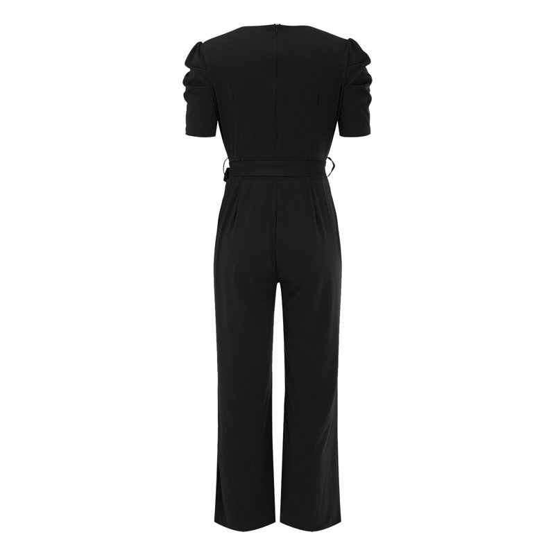 Womens Spring Outfits Clearance Deals Women's Elegant Jumpsuit V Neck Long Jumpsuit Trouser Suit Playsuit Romper Jumpsuits For Women Casual Dressy Rompers For Women Black XL
