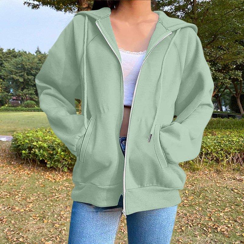 Womens Zip Up Hoodies Women Fashion Blouse Long Sleeve Tops Sweatshirt Pockets Hoodied Womens Fall Clothing
