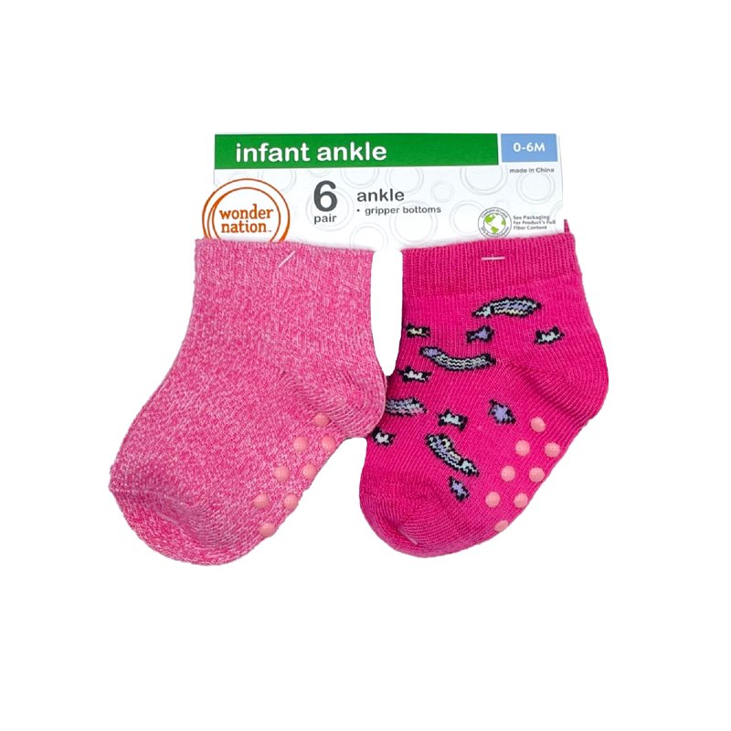 Wonder Nation Baby And Toddler Ankle Socks 6-Pack Sizes 0M-18M