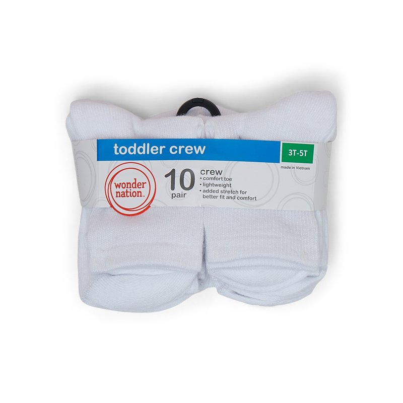 Wonder Nation Baby And Toddler Crew Socks 10 Pack Size 0M- 5T
