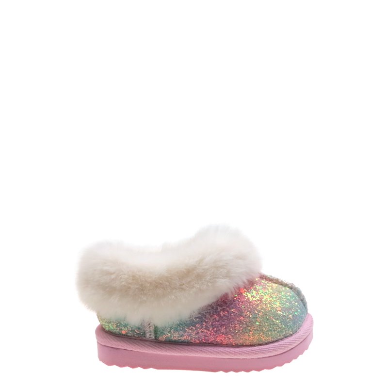 Wonder Nation Baby Girls Faux Fur Trim Slippers