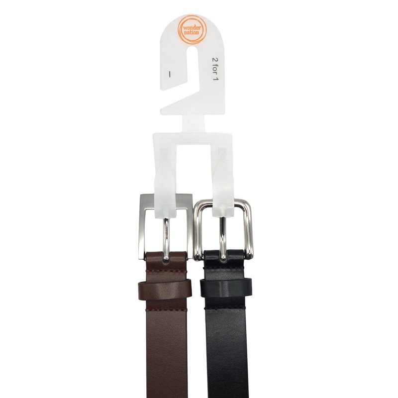 Wonder Nation Boys Belts - Cognac And Black 2-Pack Sizes S-L