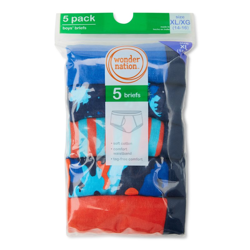 Wonder Nation Boys Brief Underwear 5-Pack Sizes S-XL